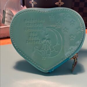 Heart-Shaped Teal Coin Purse